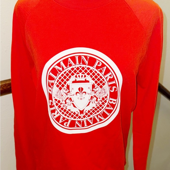 Balmain Vibrant Red Crewneck Sweater - Picture 7 of 12